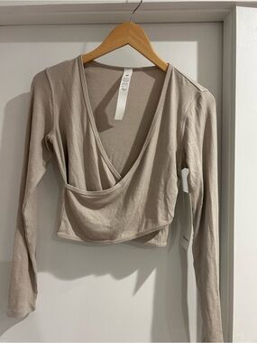 Lululemon wrap-front ribbed long sleeve top